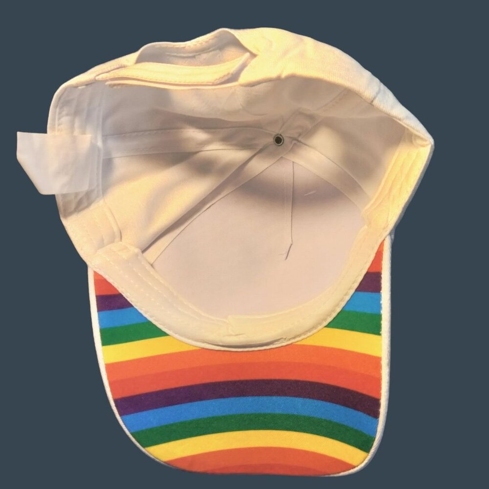 Pride Rainbow Ball Cap Hat White Rainbow Brim LGBTQ Gay Pride - Picture 2 of 8